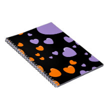 cœurs orange et violet à pois