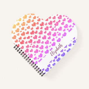 Carnet Cœurs Pailletés Faux Arc-en-ciel Couleurs Vives Pe