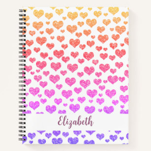 Carnet Cœurs Pailletés Faux Arc-en-ciel Couleurs Vives Pe