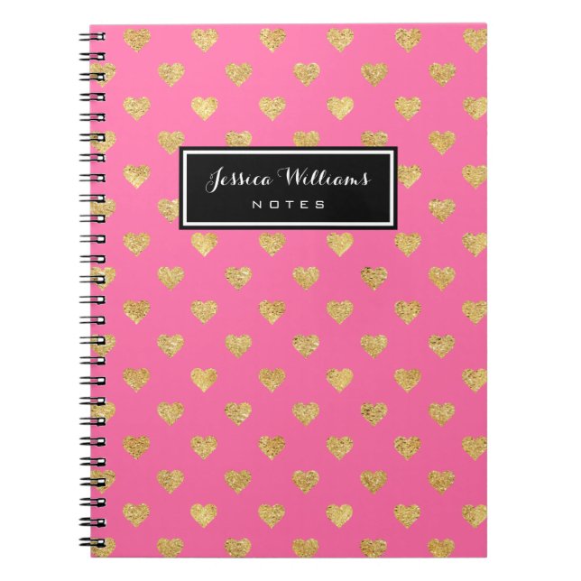 Carnet Coeurs parties scintillant or (Devant)