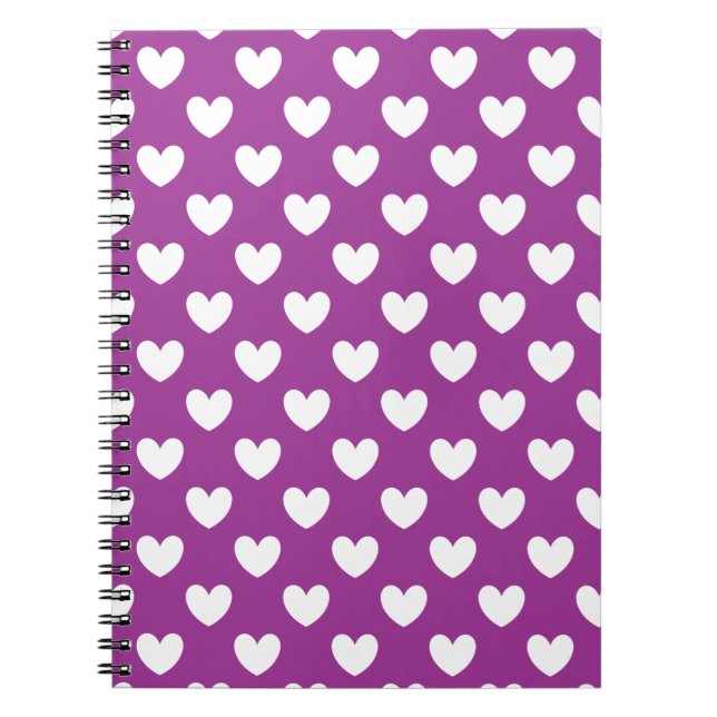 Carnet Coeurs polka blanc sur violet (Devant)