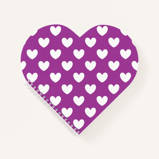 Carnet Coeurs polka blanc sur violet (Devant)
