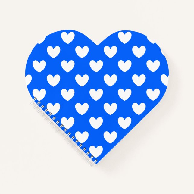 Carnet Coeurs polka blancs sur bleu (Devant)