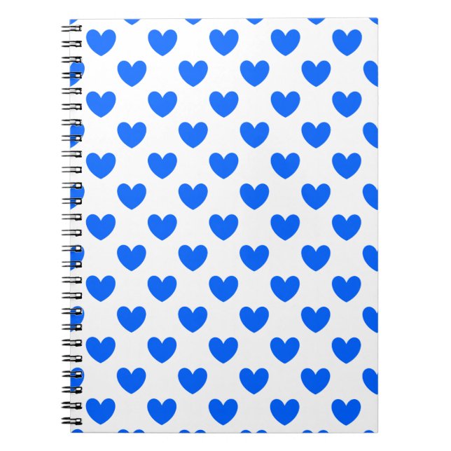 Carnet Coeurs polka bleu sur blanc (Devant)