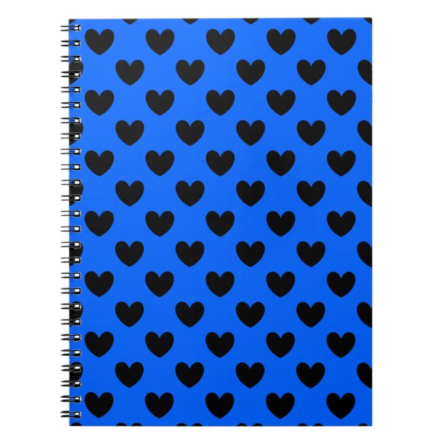 Carnet Coeurs polka noirs sur bleu (Devant)