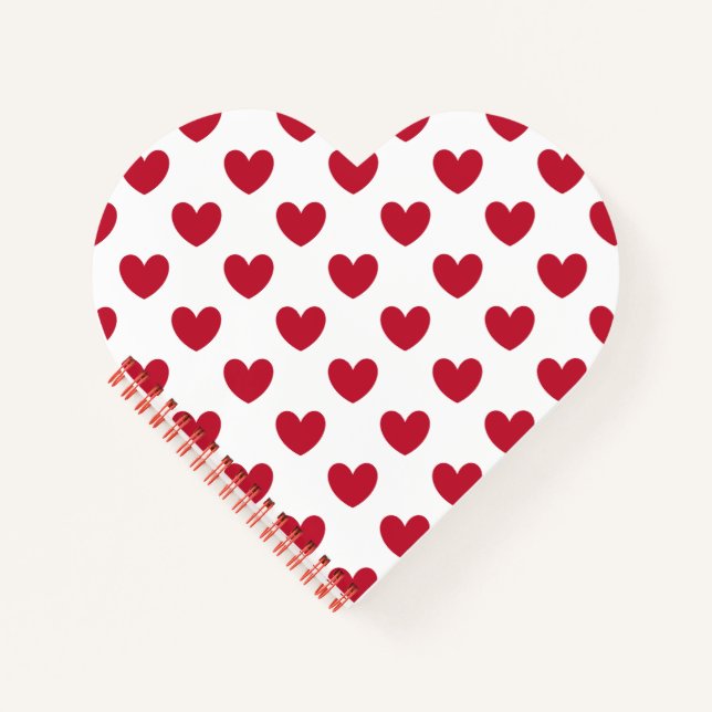 Carnet Coeurs polka rouge sur blanc (Devant)