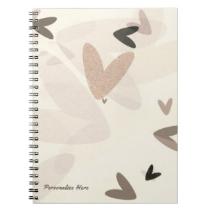 Carnet Cœurs rose et taupe, chic moderne personnalisé