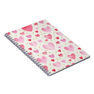 Carnet Cœurs roses aquarelle doux