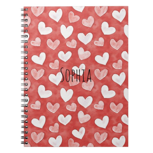 Carnet Cœurs Roses Blancs Rouges (Devant)