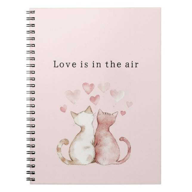 Carnet Cœurs roses chats blancs amour   (Devant)