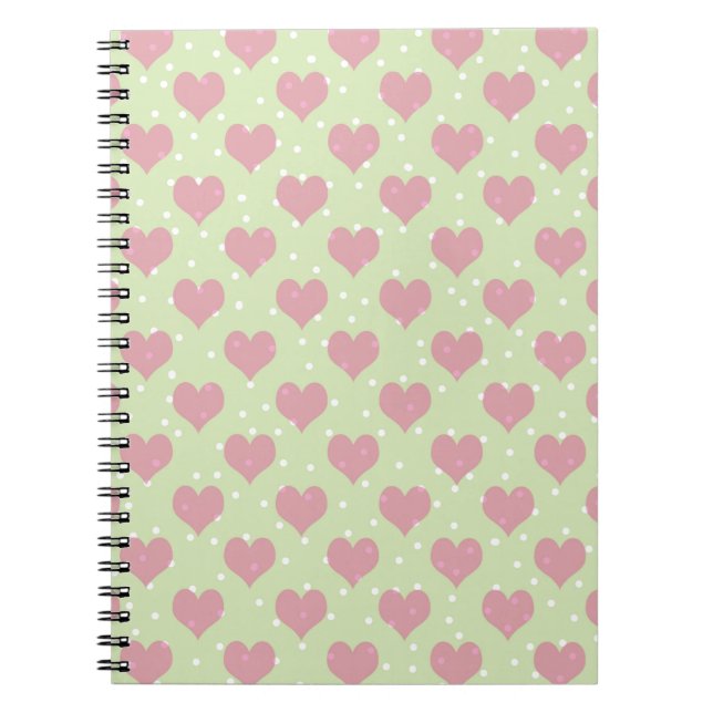 Carnet Coeurs roses et motif pois blanc (Devant)
