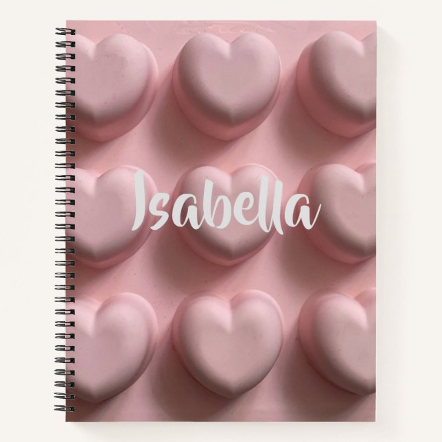 Carnet Coeurs roses Spirale personnalisée (Devant)