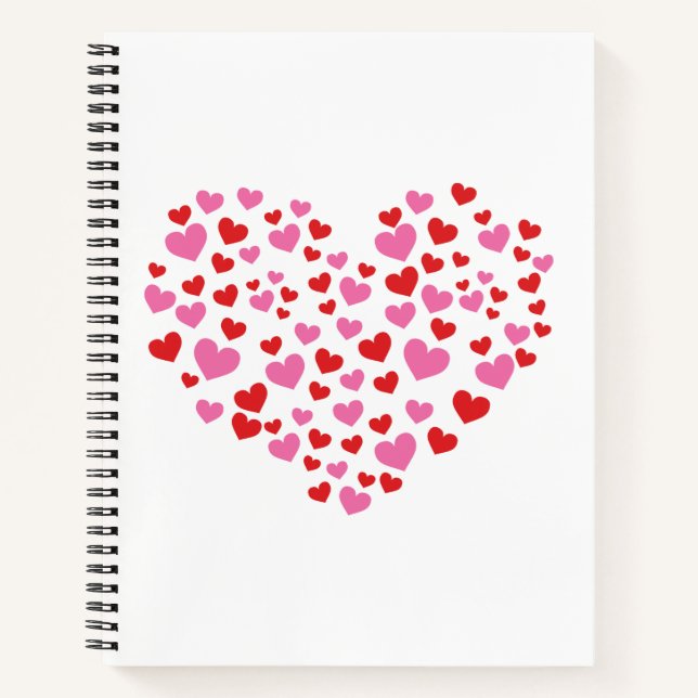 Carnet Coeurs Rouge Et Rose (Devant)