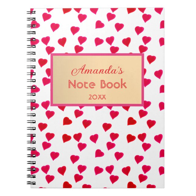 Carnet Coeurs rouge rose mignon Heureuse Sainte-Valentin  (Devant)