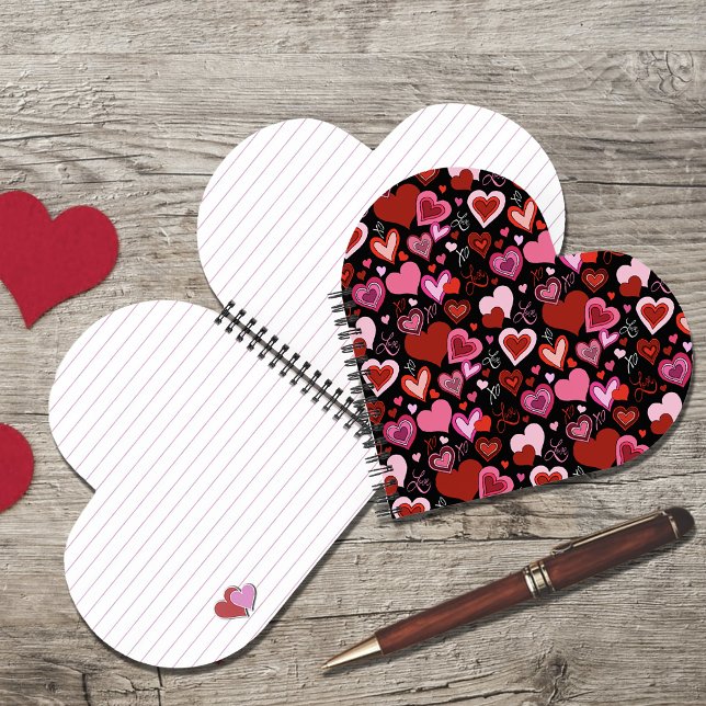 Carnet Cœurs rouges roses noirs Motif d'amour (Créateur téléchargé)