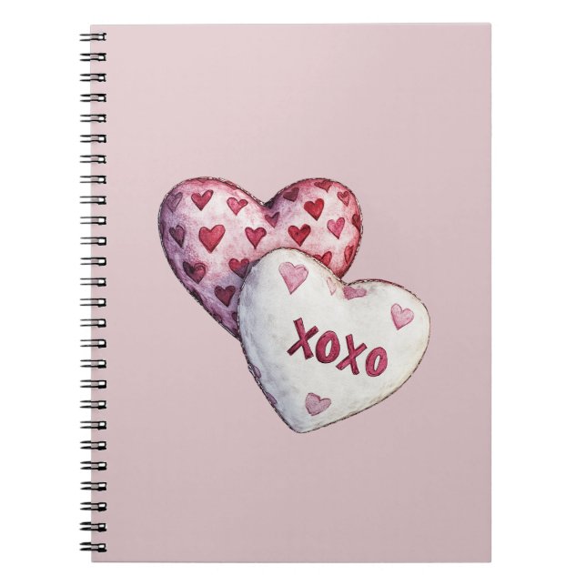 Carnet Cœurs rouges roses XOXO (Devant)