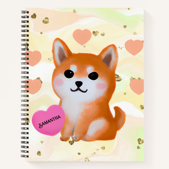 Carnet Coeurs Shiba Inu mignons | Pour Amoureux des chien (Devant)
