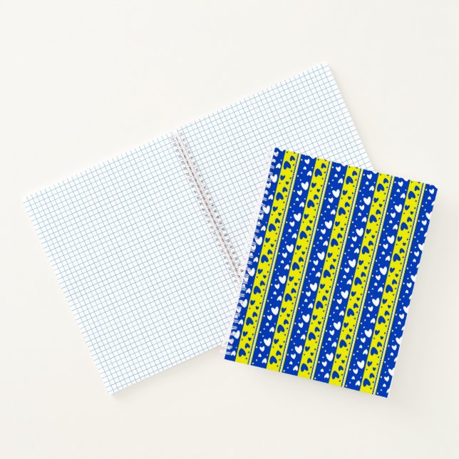 Carnet Coeurs sur un arrière - plan bleu et jaune (Intérieur)