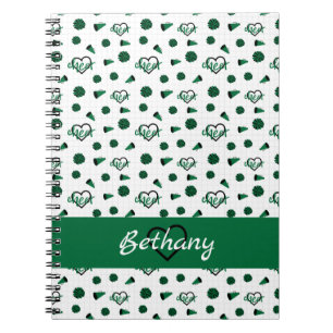 Carnet Coeurs verts, Pom Poms, Motif mégaphone