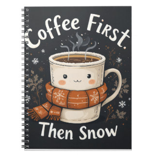Carnet Coffee First, Then Snow – Winter Notebook Design