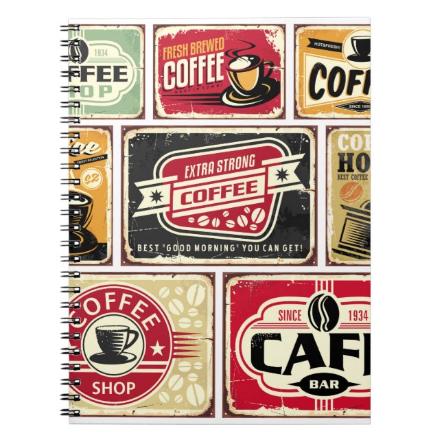 Carnet Coffee signes et collection étiquette. Retro et vi (Devant)
