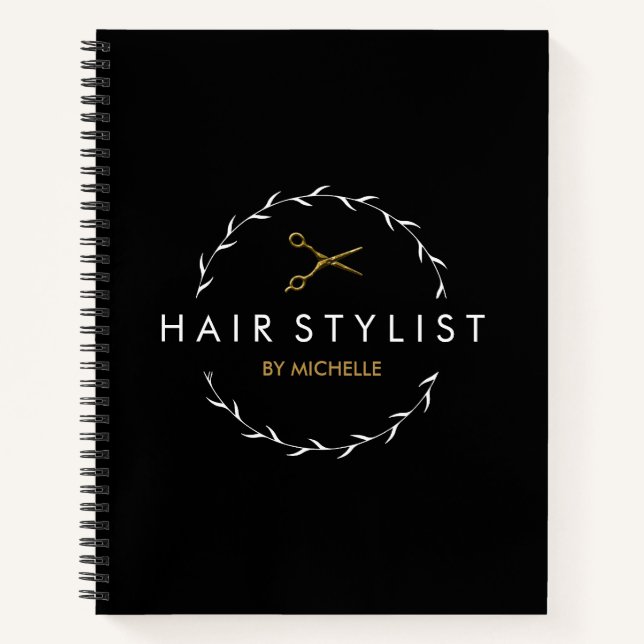 Carnet Coiffeur Or noir moderne  (Devant)