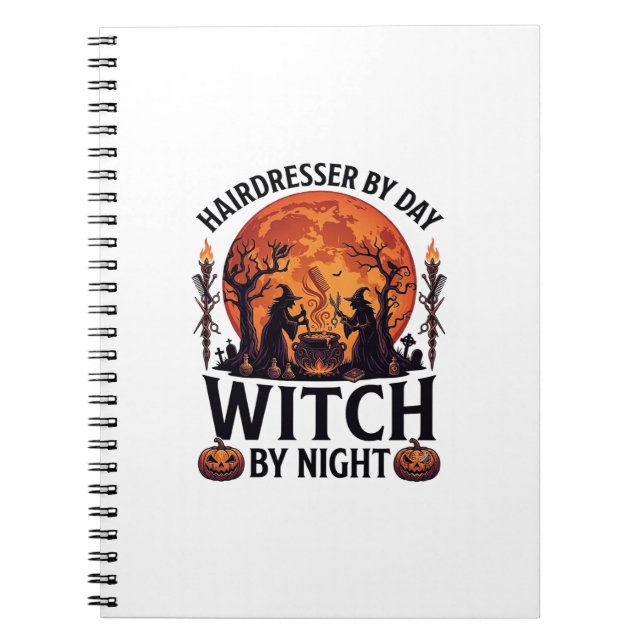 Carnet Coiffeuse Jour Sorcière Nuit Halloween Peigne Cise (Devant)