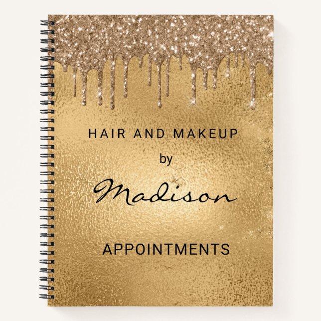 Carnet Coiffure Et Maquillage Stylés À Paillettes D'or Co (Devant)