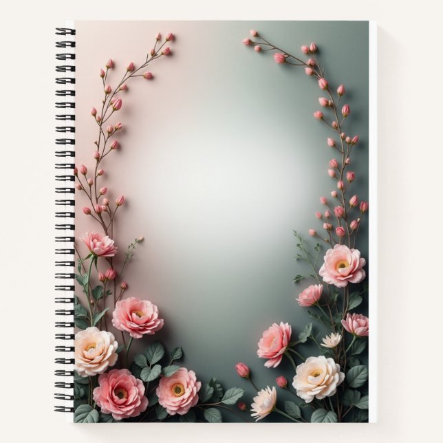Carnet Coins de fleurs aquarelles douces | Botanique élég (Devant)