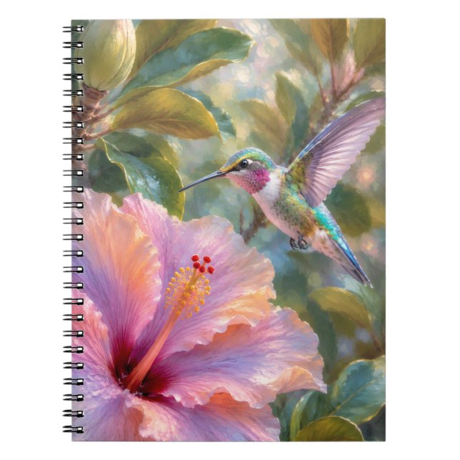 Carnet Colibri avec aquarelle d'Hibiscus (Devant)