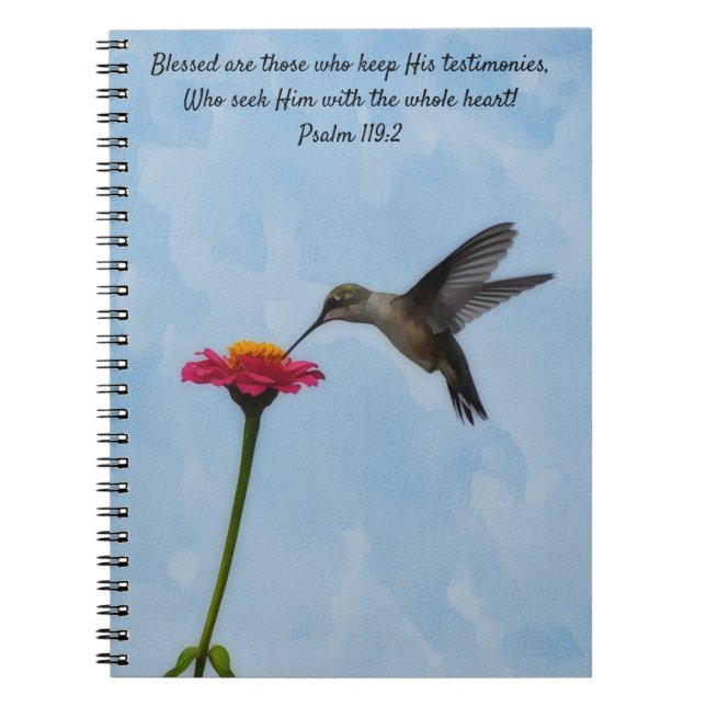 Carnet Colibri cherchant du nectar Verset biblique Prière (Devant)