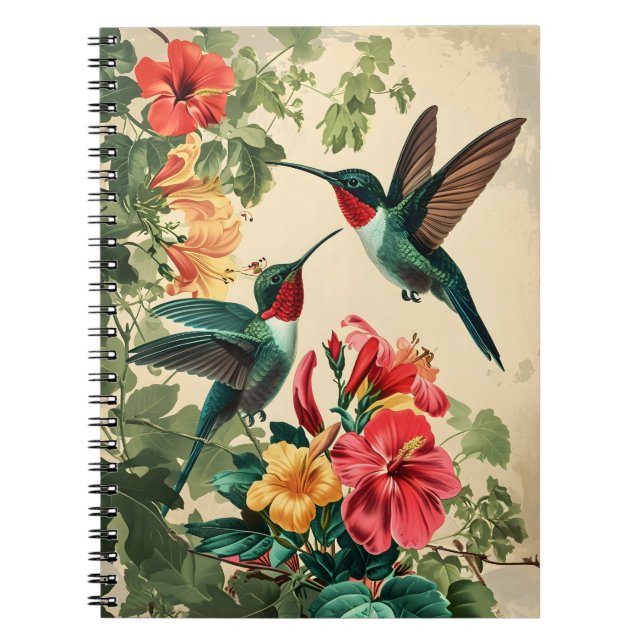 Carnet Colibri et fleurs : Carte postale Vintage (Devant)