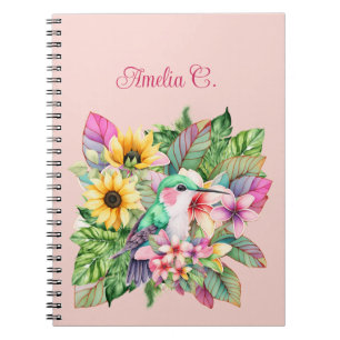 Carnet Colibri et fleurs tropicales