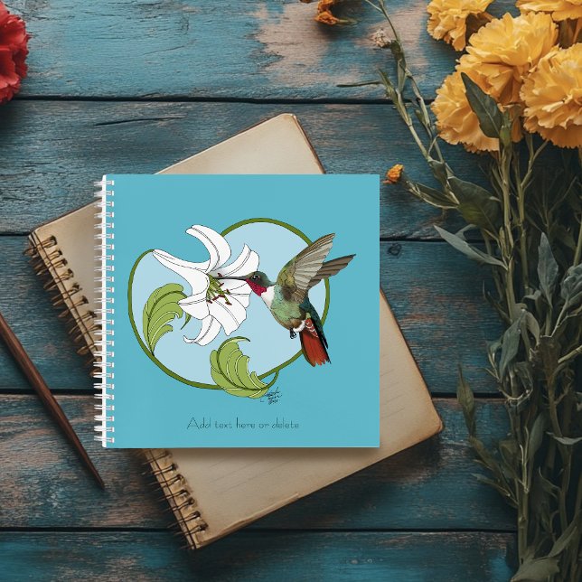 Carnet Colibri Lily Blue Art Nouveau  (Créateur téléchargé)