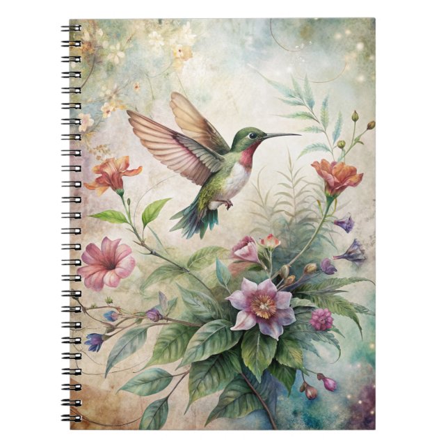 Carnet Colibri mignon sur les fleurs (Devant)