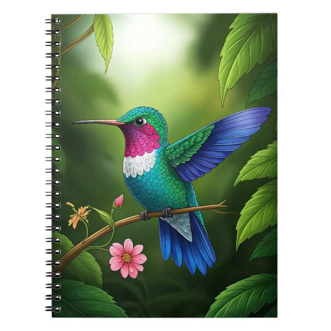 Carnet Colibri vibrant parmi les feuilles (Devant)