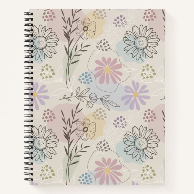 Carnet Collage de fleurs sauvages pastel – Géométrique fl (Devant)