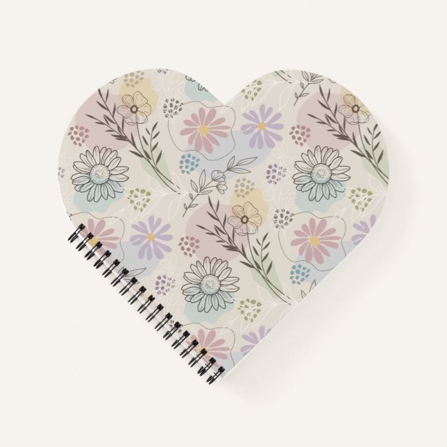 Carnet Collage de fleurs sauvages pastel – Géométrique fl (Devant)