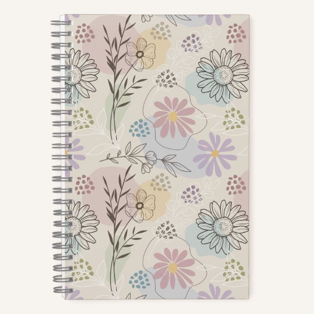 Carnet Collage de fleurs sauvages pastel – Géométrique fl (Recto)