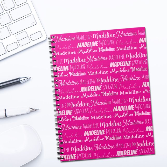 Carnet Collage de nom de filles personnalisé rose chic (Créateur téléchargé)