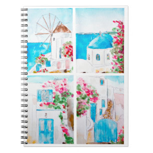 Carnet Collage de peinture aquarelle grecque