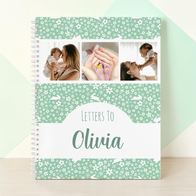Carnet Collage de photos de lettres pour bébé lapin mint (Créateur téléchargé)