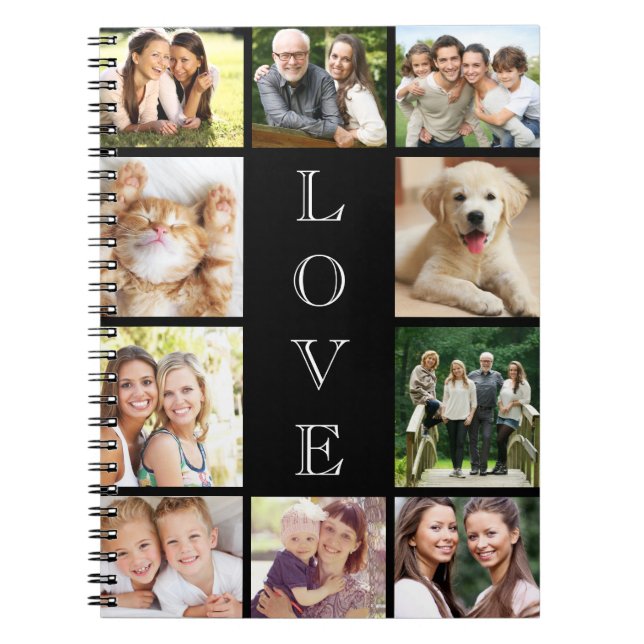 Carnet Collage de photos noir Amour (Devant)