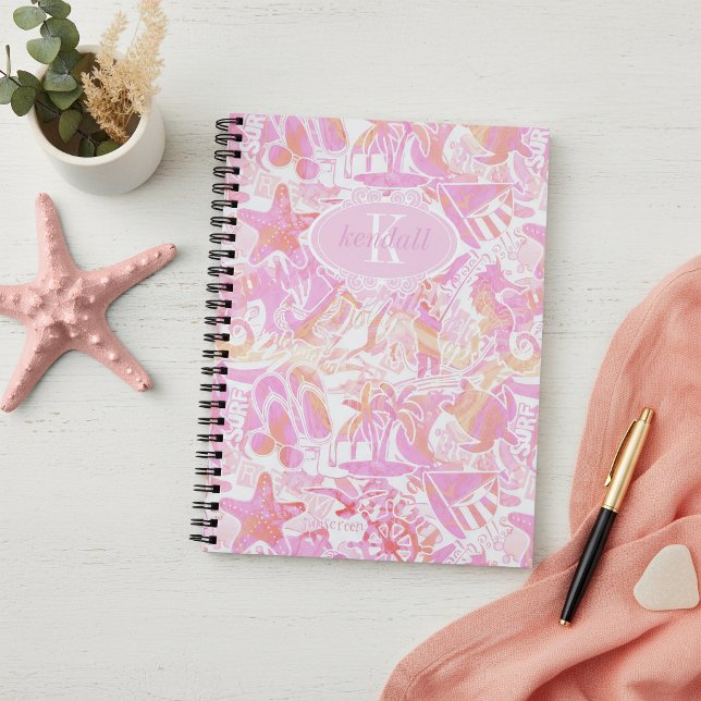 Carnet Collage de plage nautique rose chaud ID840 (Créateur téléchargé)