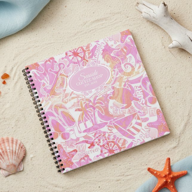 Carnet Collage de plage nautique rose chaud ID840 (Créateur téléchargé)