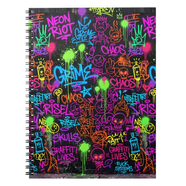 Carnet Collage de street art au néon Graffiti (Devant)