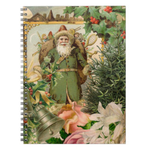Carnet Collage Noël Père Noël Vert Ancien Monde Antique