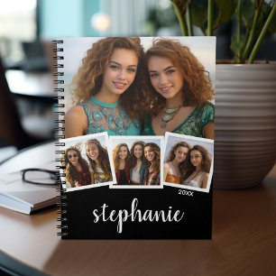 Carnet Collage photo 4 tendance Nom du script noir blanc