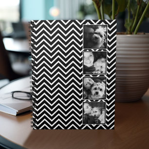 Carnet Collage photo avec motif chevron noir et blanc