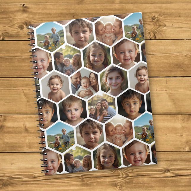 Carnet Collage photo de famille en forme d'hexagone (Créateur téléchargé)